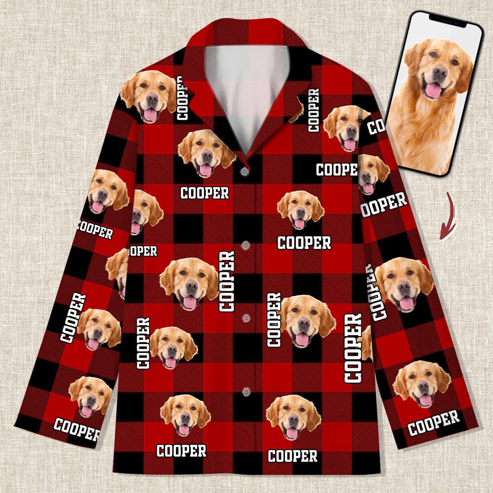 Custom Photo Name Dog Cat Flannel Pajamas