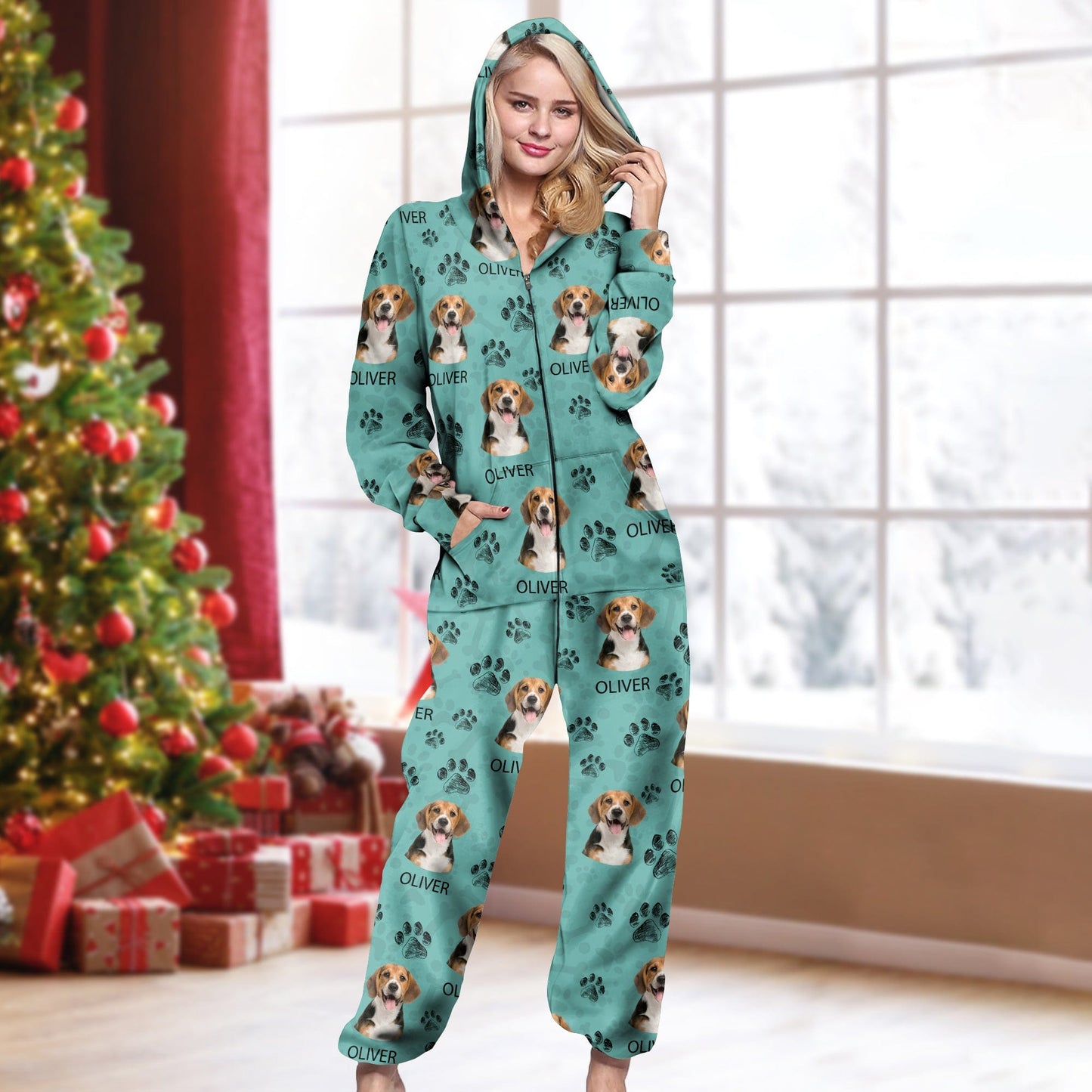Custom Photo With Dog Cat Paw Onesie Pajamas For Dog Lovers