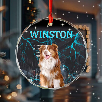 Custom Portrait Photo With Retro Style Glass Ornament For Dog Lovers