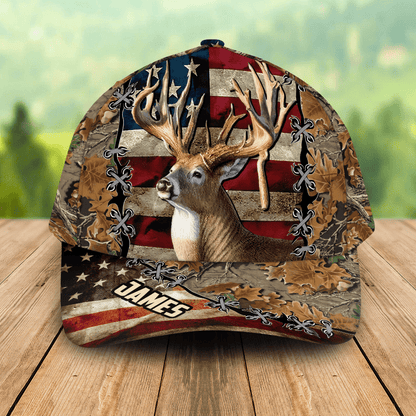 Deer And Duck Hunting American Flag Baseball Cap Personalized Gift
