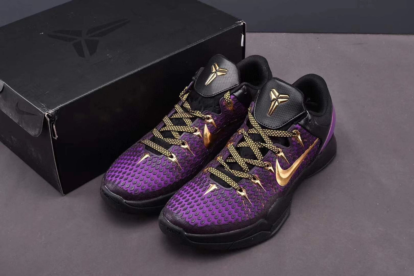 Men's Kobe 7 Black Purple Gold Shoes