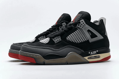 Men's OFF White x Air Jordan 4 Bred Shoes