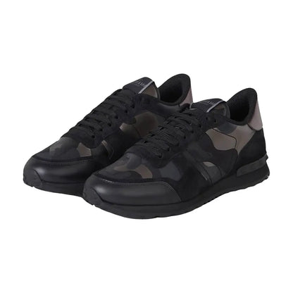 Men's Valentino Camo Rock Runners Black Sneakers