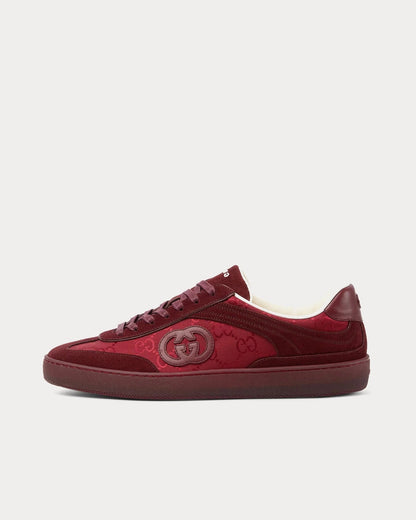 Men's Gucci G75 Logo-Appliquéd Leather-Trimmed Suede Red Sneakers