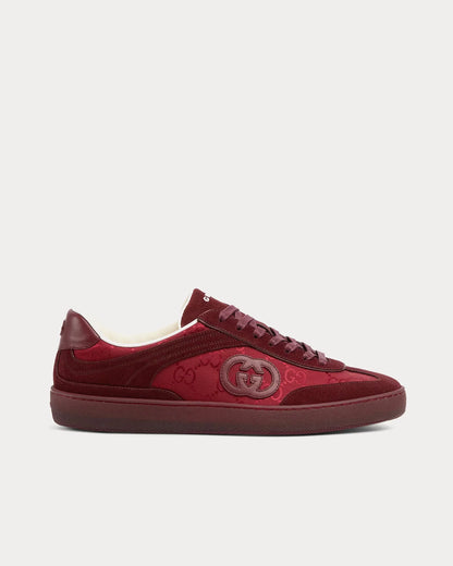 Men's Gucci G75 Logo-Appliquéd Leather-Trimmed Suede Red Sneakers