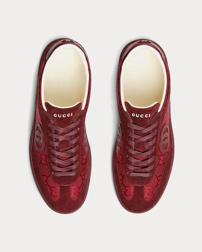 Men's Gucci G75 Logo-Appliquéd Leather-Trimmed Suede Red Sneakers