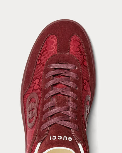 Men's Gucci G75 Logo-Appliquéd Leather-Trimmed Suede Red Sneakers