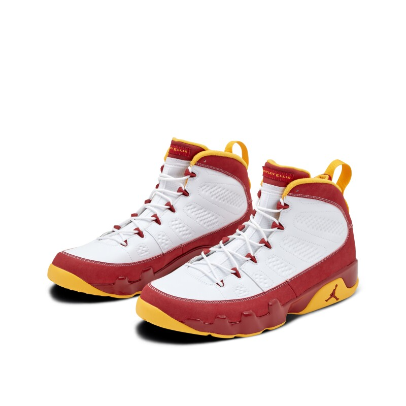 Men's Nike Air Jordan 9 White Red Gold Shoes