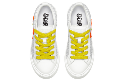 Men's Dior B33 Runner White Gray Calfskin Sneakers