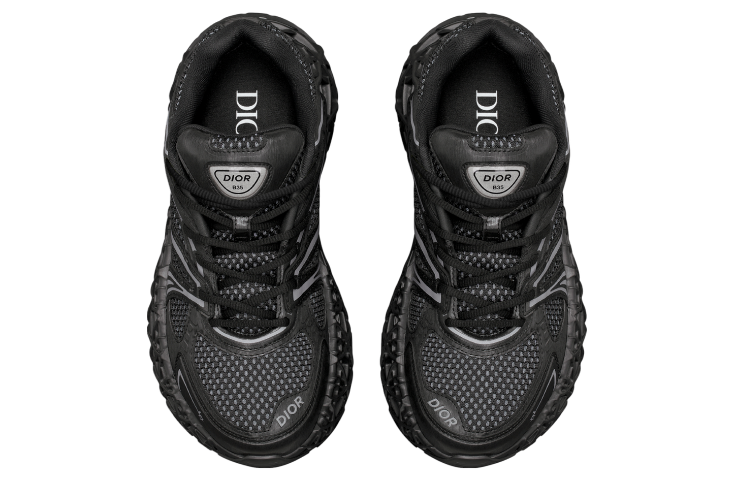 Men's Dior GreyBlack Mesh and Rubber B35 NXXT Black Sneakers