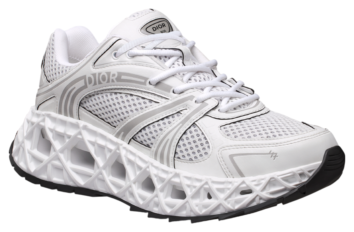 Men's Dior GreyBlack Mesh and Rubber B35 NXXT White Sneakers