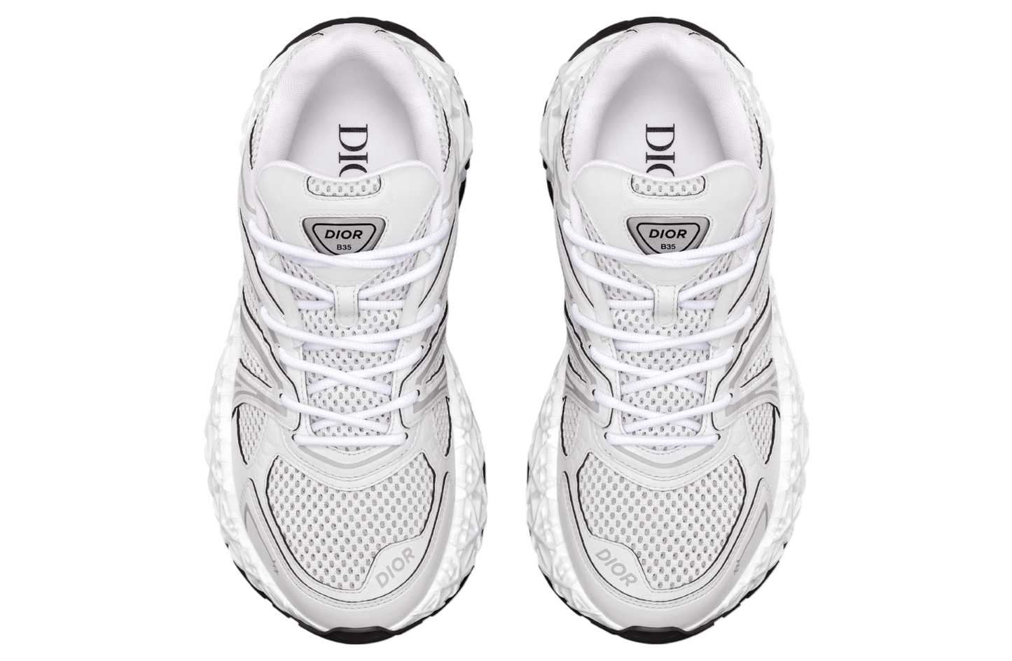 Men's Dior GreyBlack Mesh and Rubber B35 NXXT White Sneakers