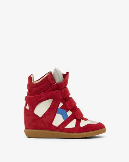 Men's Isabel Marant Bekett Hidden Wedge High Top Red Sneakers