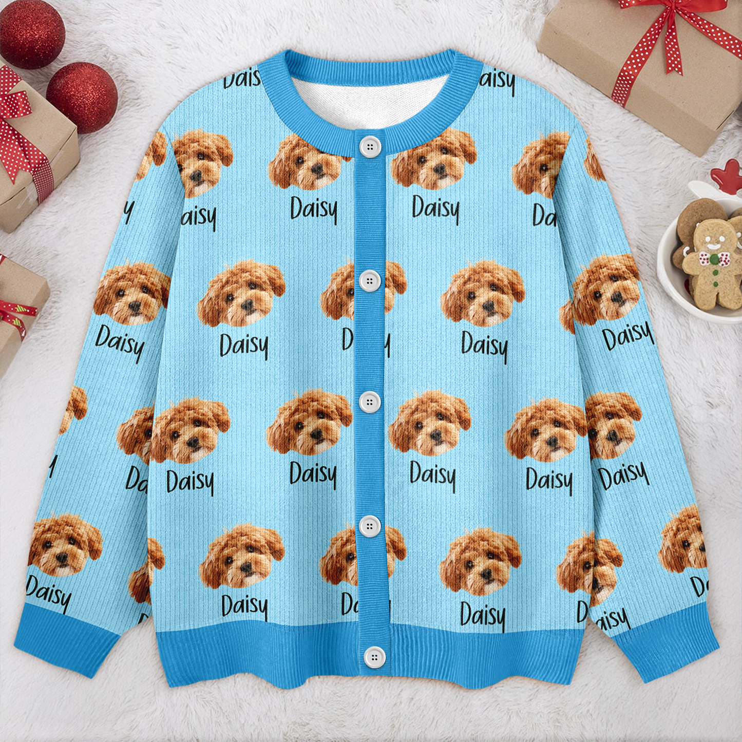 Custom Pet Portrait Photo Ugly Cardigan - Personalized Dog/Cat/Person Photo & Name