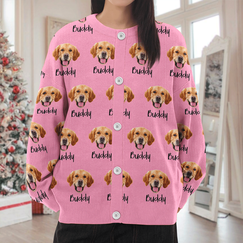 Custom Pet Portrait Photo Ugly Cardigan - Personalized Dog/Cat/Person Photo & Name