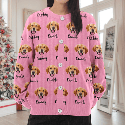 Custom Pet Portrait Photo Ugly Cardigan - Personalized Dog/Cat/Person Photo & Name