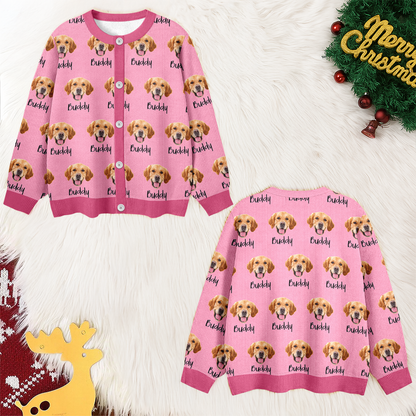 Custom Pet Portrait Photo Ugly Cardigan - Personalized Dog/Cat/Person Photo & Name