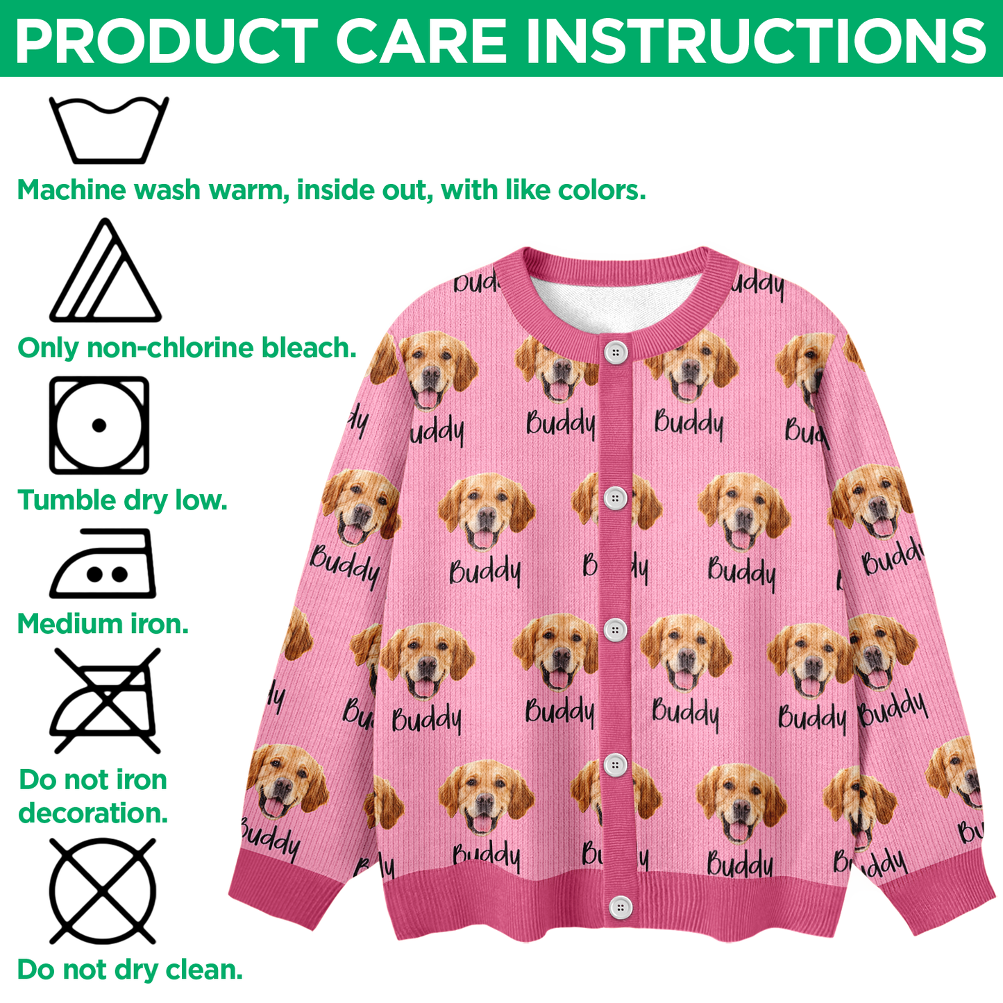 Custom Pet Portrait Photo Ugly Cardigan - Personalized Dog/Cat/Person Photo & Name
