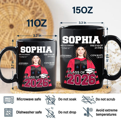 Custom Photo Congrats Class Of 2026 Magazine Graduation Gift Black Mug