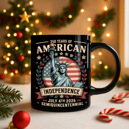 250 Year Of American Independence Black Mug