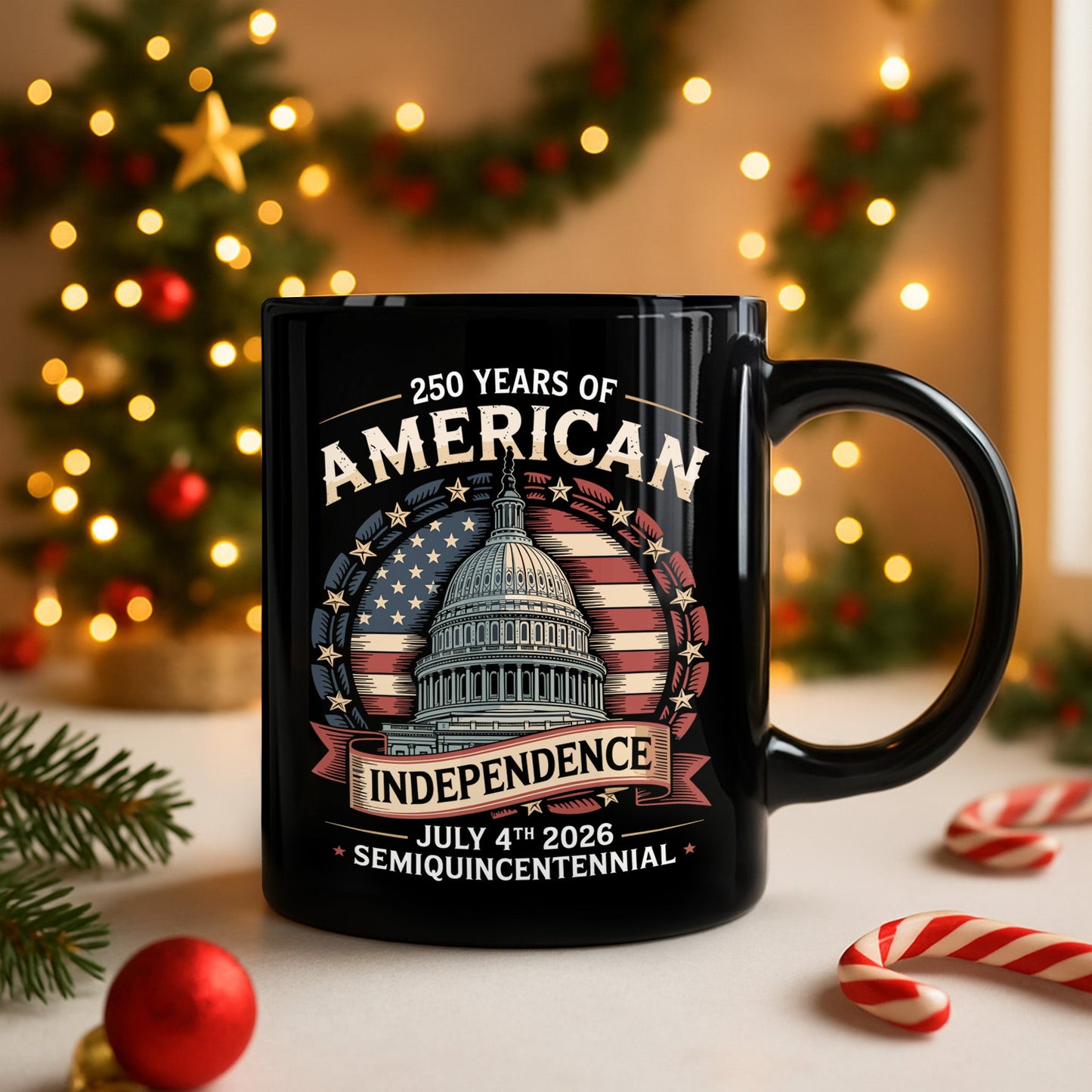 250 Years Of America Black Mug