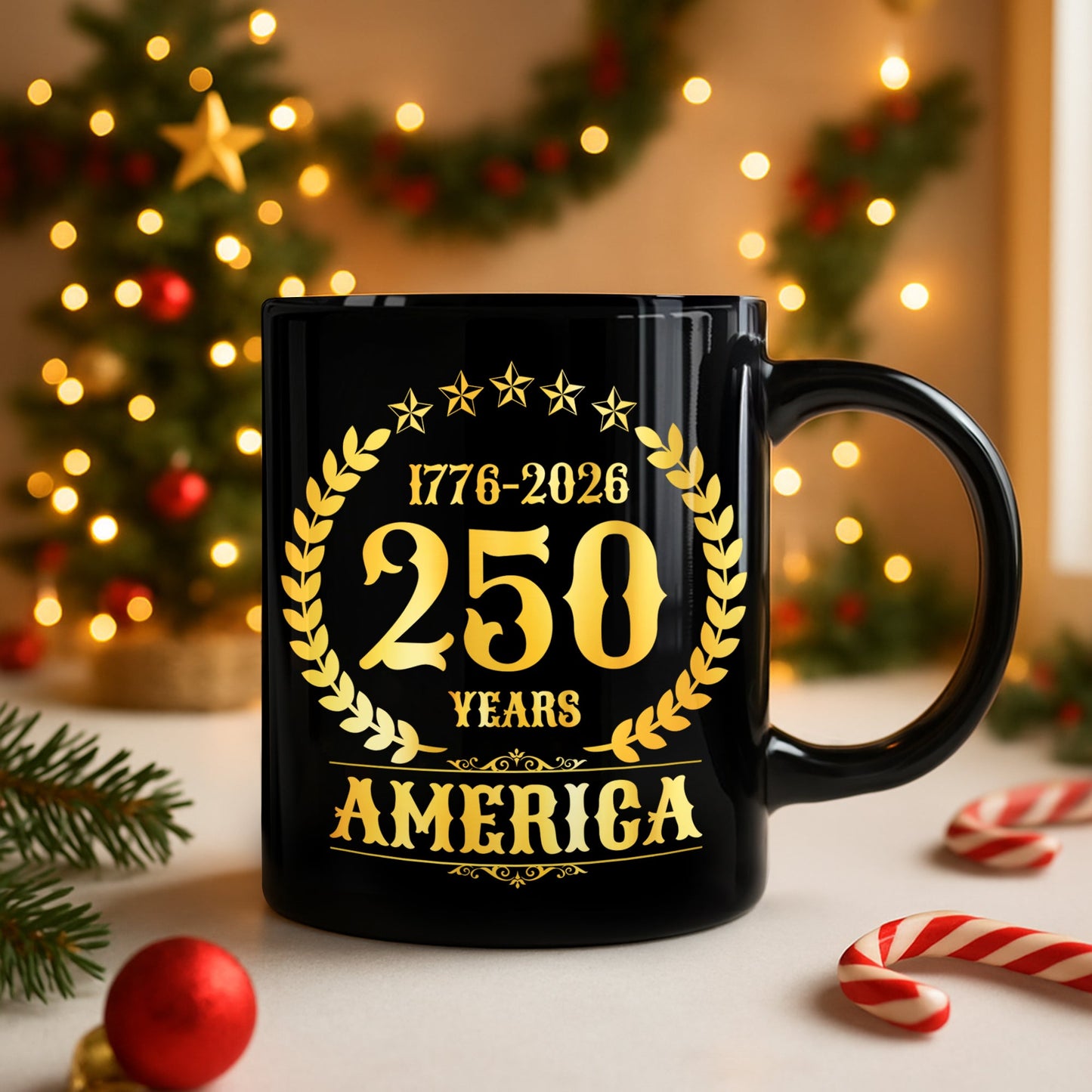 America 250 Years America 250th Anniversary Black Mug