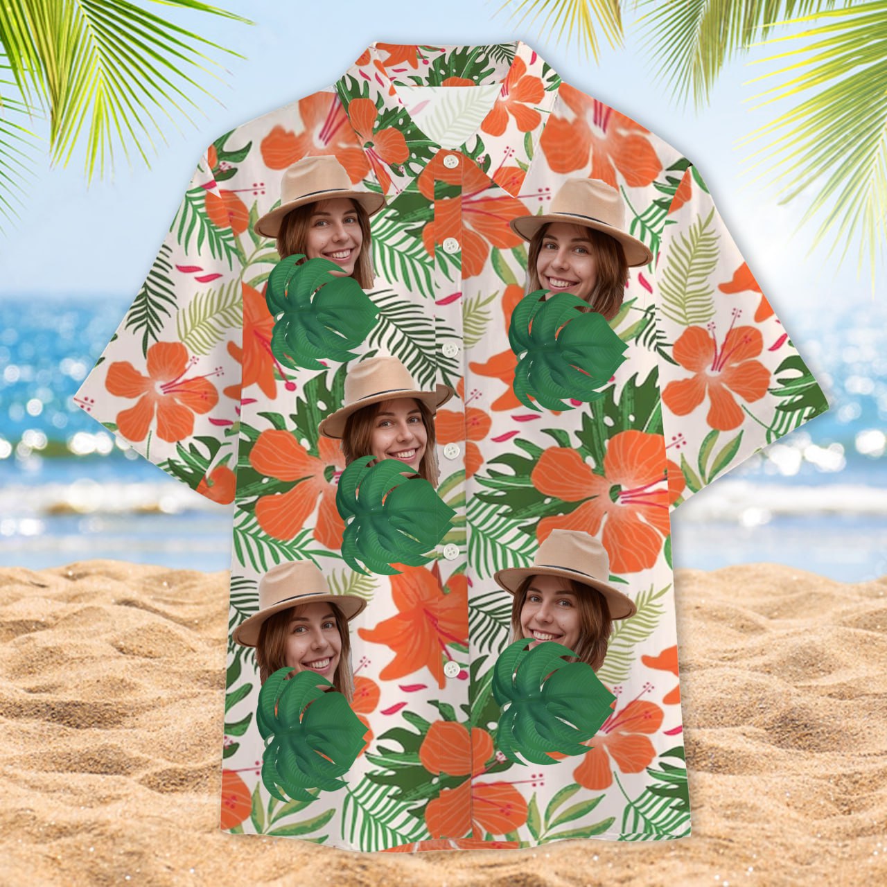 Custom Photo - Interesting Cut Head Photo Flower Theme Summer Hawaii - Personalized Customized Hawaiian shirt