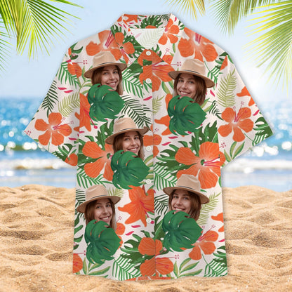 Custom Photo - Interesting Cut Head Photo Flower Theme Summer Hawaii - Personalized Customized Hawaiian shirt