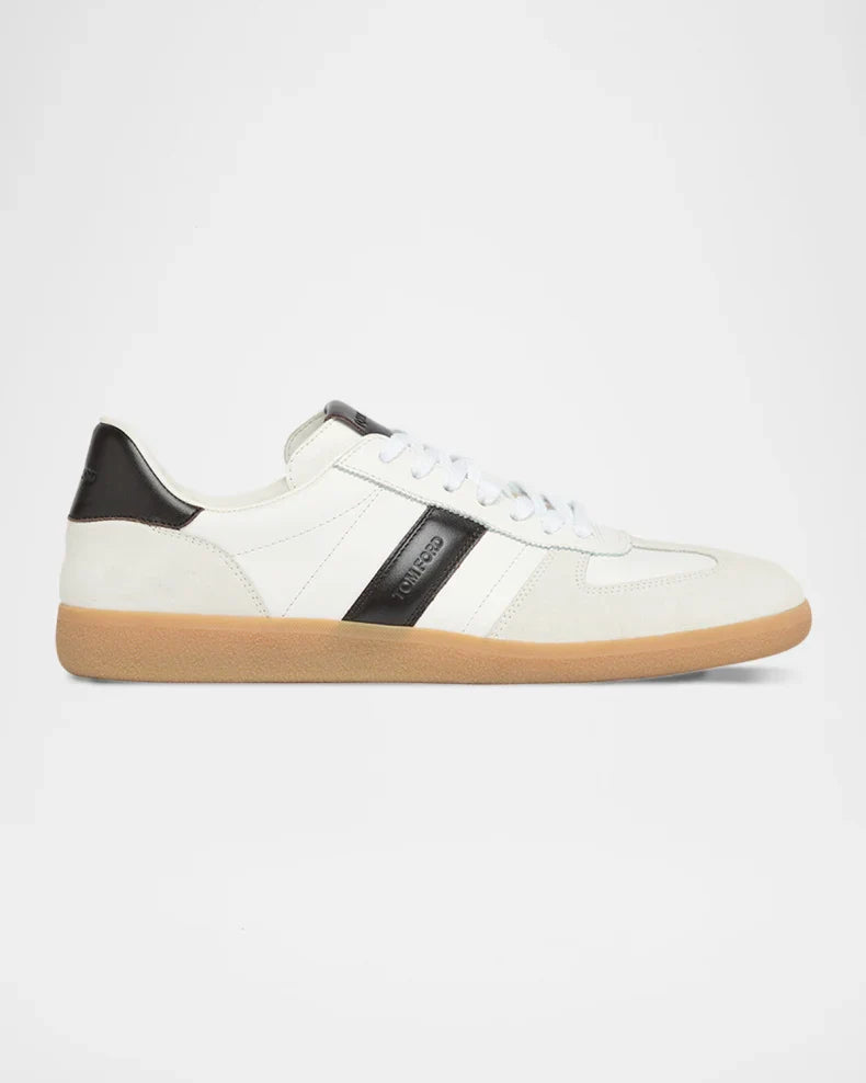 Men's Tom Ford Suede Sneakers With Panels Optical White