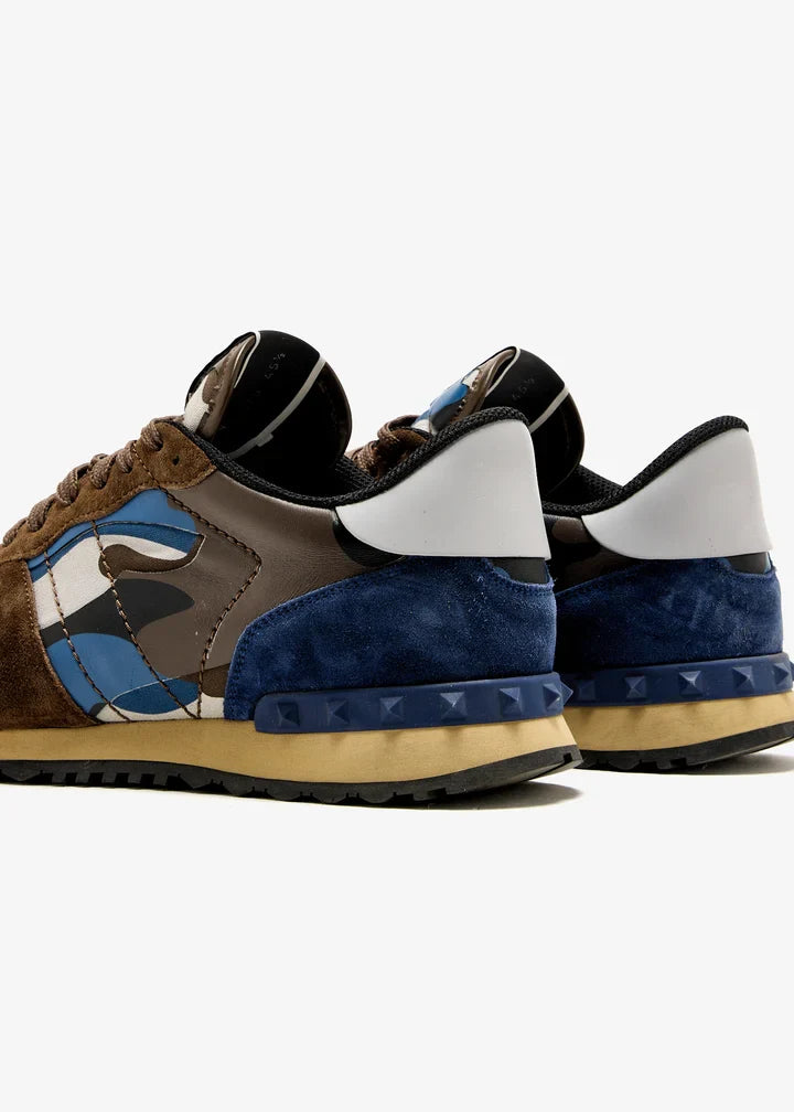 Men's Valentino Camo Rock Runners Multicolor Leather Sneakers