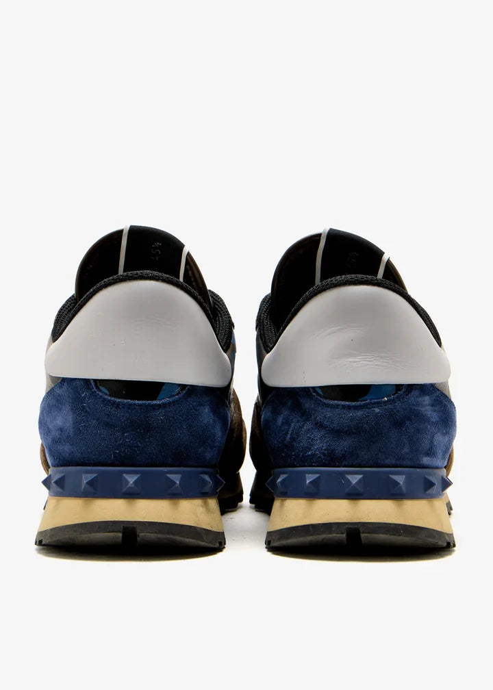 Men's Valentino Camo Rock Runners Multicolor Leather Sneakers