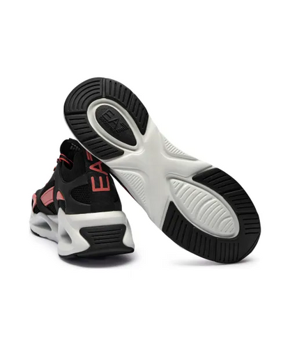 Men's Ea7 Emporio Armani Sneakers With Mesh Panels Black Red Sneakers
