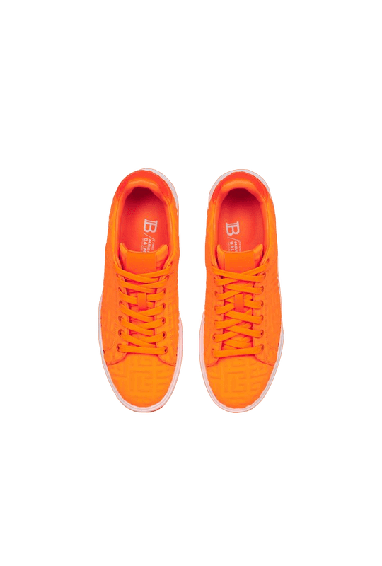 Men's Balmain B-Court Jacquard Neon Orange Sneaker