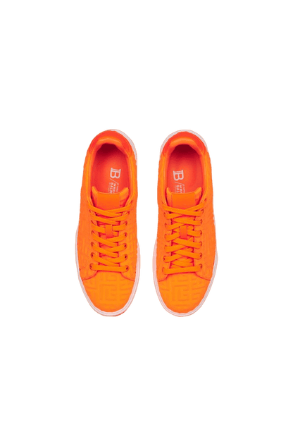 Men's Balmain B-Court Jacquard Neon Orange Sneaker