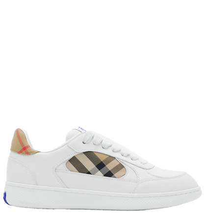 Men’s Burberry Leather Check Terrace White Sneakers
