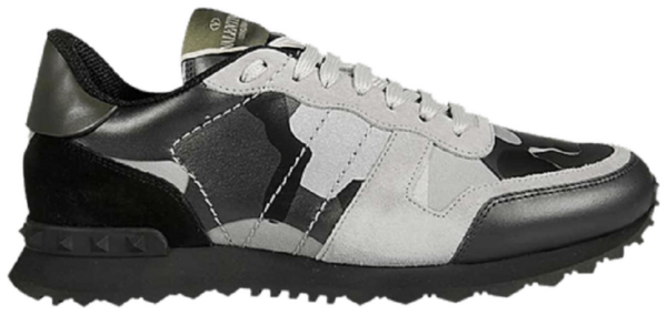 Men's Valentino Camo Rock Runners Grey Black Camo Sneakers