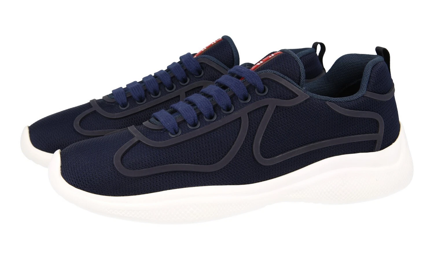 Men's Prada America's Cup Navy Blue White Sneakers
