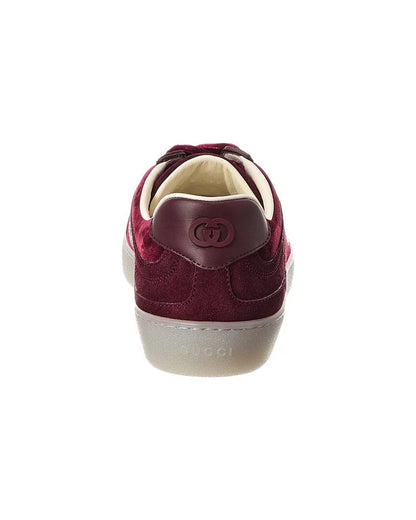 Men's Gucci G75 Logo-Appliquéd Leather-Trimmed Suede Velvet Sneakers