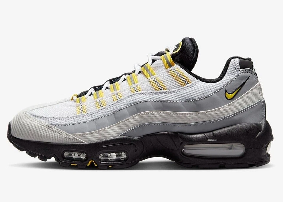 Men's Nike Air Max 95 Black-White-Yellow Shoes