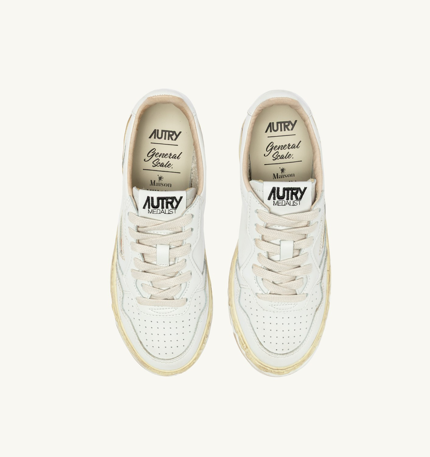 Autry x Maison Mihara Yasuhiro Medalist Low Leather Full White Sneakers