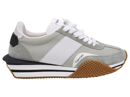 Men's Tom Ford James Mixed Media Low Top Grey Sneakers