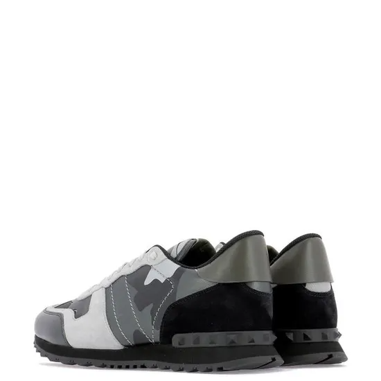 Men's Valentino Camo Rock Runners Grey Black Camo Sneakers