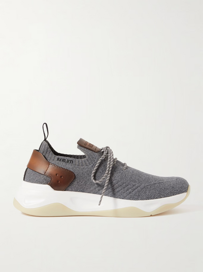 Men's Berluti Shadow Embroidered Gray  Sneakers
