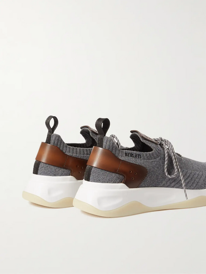 Men's Berluti Shadow Embroidered Gray  Sneakers