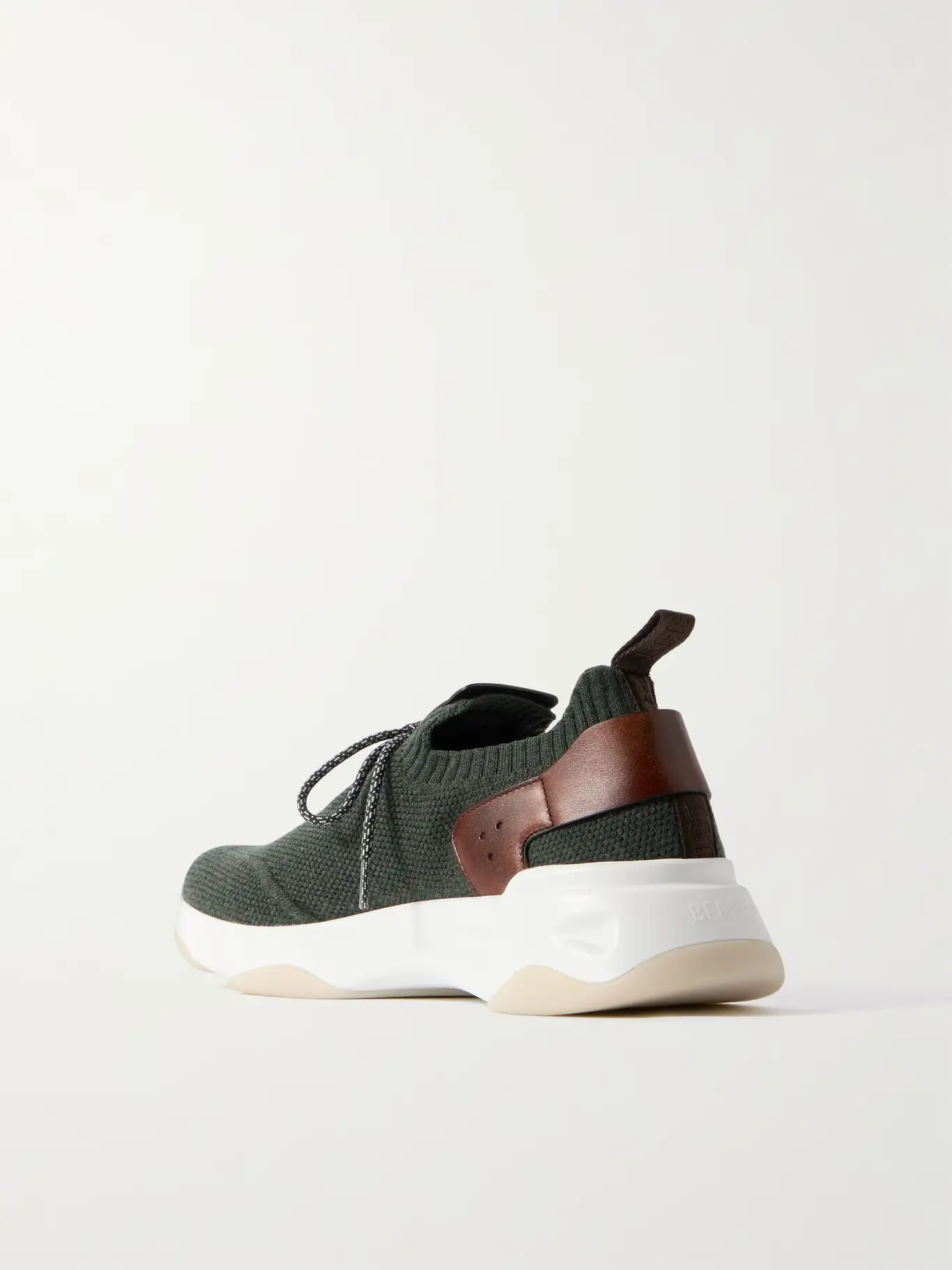 Men's Berluti Shadow Embroidered Green Sneakers