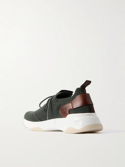 Men's Berluti Shadow Embroidered Green Sneakers
