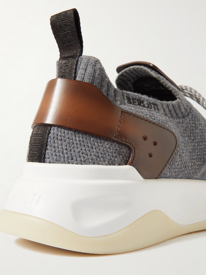 Men's Berluti Shadow Embroidered Gray  Sneakers