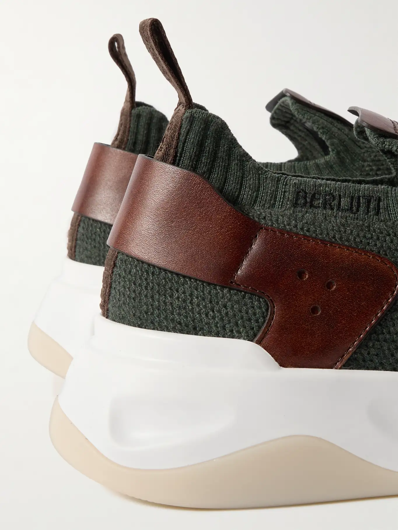 Men's Berluti Shadow Embroidered Green Sneakers